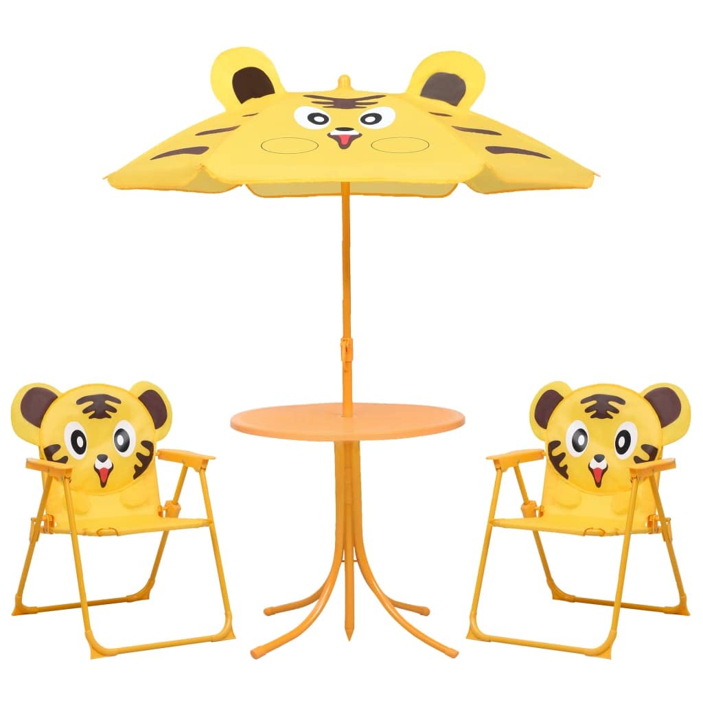 Salon de jardin 3 pièces avec parasol pour enfant Jaune