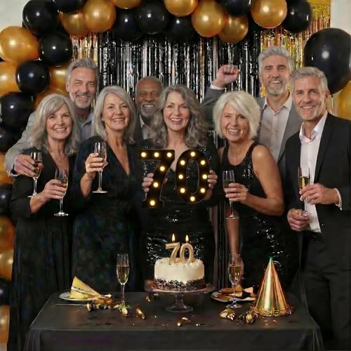 Image of 70th Birthday Decorations for Women Men, 70 Light up Numbers for Party Battery-Operated Light-Up Party Decoration 70th Birthday Gifts for Women Black ZJDZTK