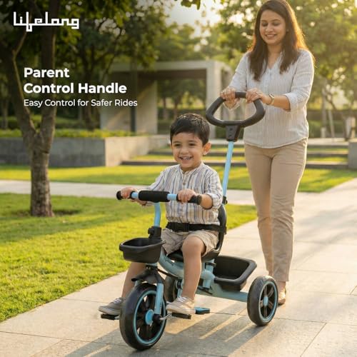 Image of Lifelong Trike Cycle for Kids 2-5 Years - Tricycles for Boy & Girl - Baby - Bicycle for Kids - 3 EVA Wheels, & Basket for Toys -Durable Tricycle 30 kg Capacity(Blue /Black)