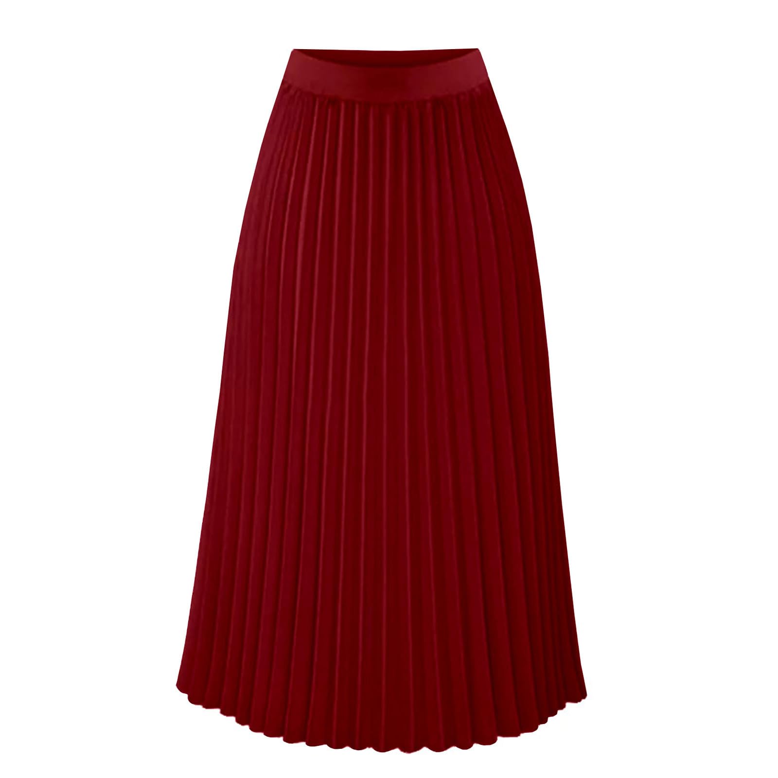 FZYLQY 2026 Fashion Womens Pleated Midi Skirt High Waist Swing Boho Pleated Skirt Casual Chiffon Elastic A-line Long