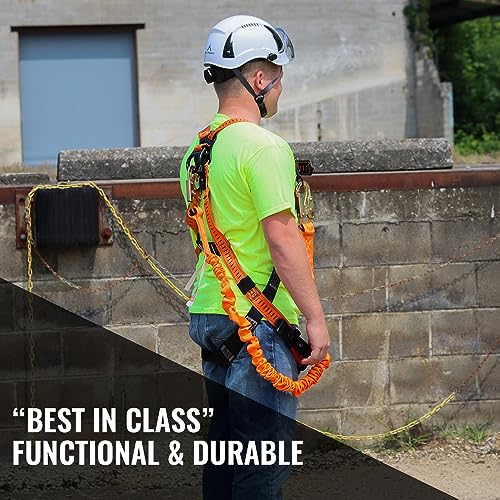 Image of Malta Dynamics 6' Stretch Shock Absorbing Fall Protection Lanyard, OSHA /ANSI Compliant (Pack of 2)