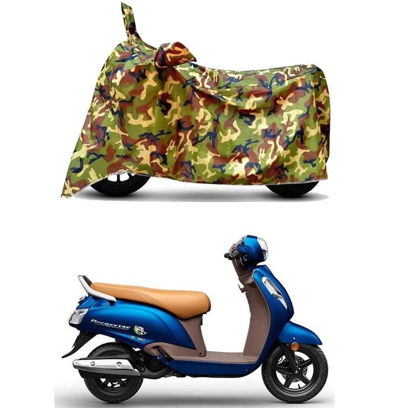 Image of Waterproof 100% PVC Coated Bike Scooty Two Wheeler Body Cover Compatible For Suzuki Access 125 Disc CBS /UV-Rays /Heat Protection /Birds Dropping /Scratchproof /Dust proof /All [6X6 Jungle Print]
