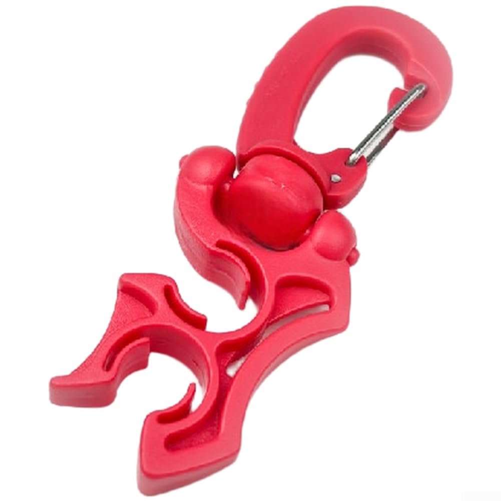 Scuba Diving Hose Clip with Fast Release Buckle for BCD and Regulator Hoses Featuring 304 Stainless Steel for Saltwater Resistance (Red)
