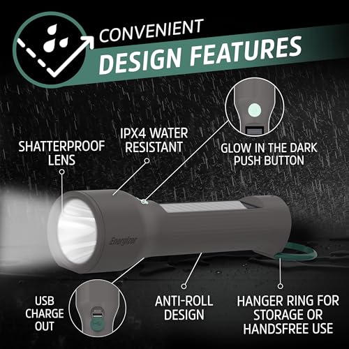 Energizer S-600 LED Flashlight Rechargeable Solar and AA Battery Power Options, Super Bright IPX4 Water Resistant Flashlights High Lumens for Emergencies, Outdoors, DIY - image 5