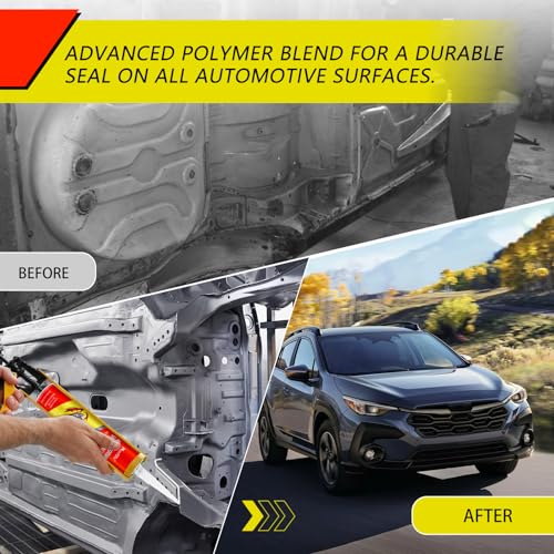 Image of Professional Automotive Seam Sealer, Polyurethane Auto Seam Sealer Quick-Set Joint & Body Filler for Metal Surfaces-Bare or Painted Surfaces of Cars, Trucks,RV Roofs-Includes Gloves & Tip-2 Pack,White