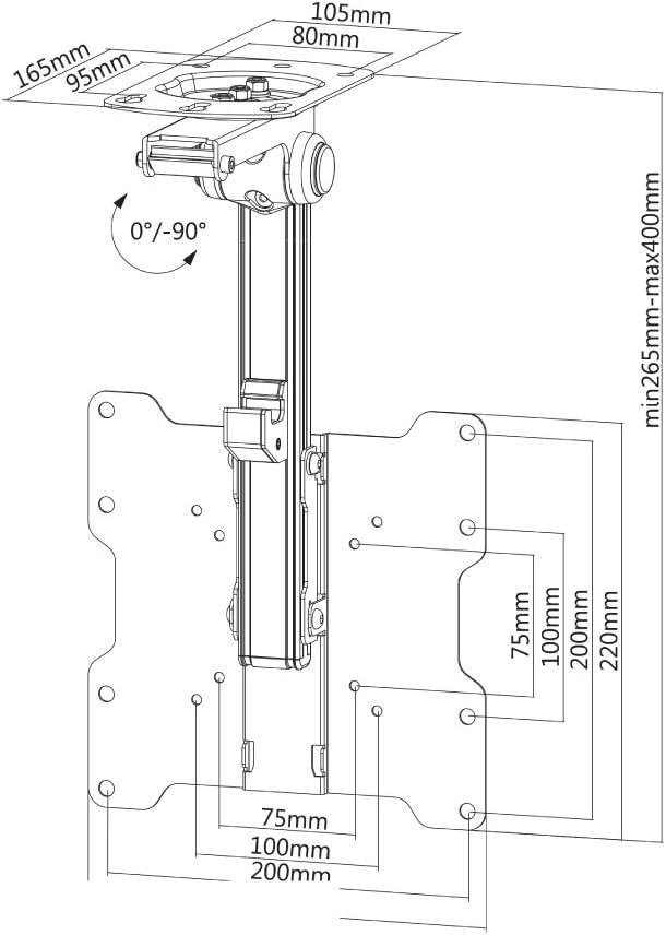 Newstar FPMA-C020BLACK TV/Monitor Ceiling Mount for 10"-40" Screen, Height Adjustable - Black