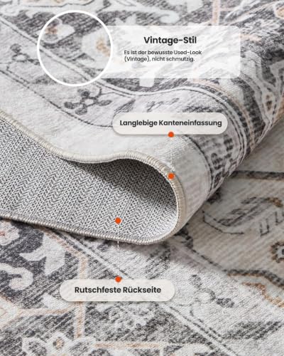 AMADA HOMEFURNISHING runder Teppich 120 cm, waschbarer Teppich Wohnzimmer rund mit Rutschfester Rückseite & langlebiger Kantenbindung… – Ansicht 5