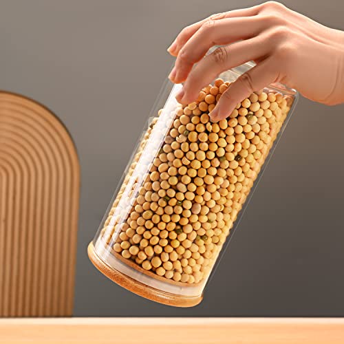 Image of umieo 50oz (1400ml) Glass Jar with Lid Airtight Food Storage Container Bamboo Large Clear Canisters Hold Coffee Beans Candy Nuts Sugar
