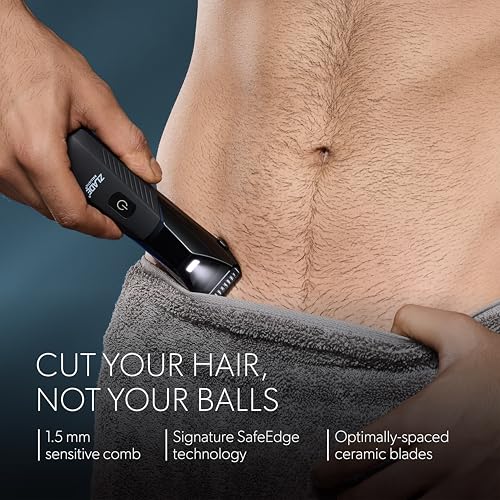 Image of Zlade Ballistic Lite Plus Manscaping Trimmer for Men | Full Body, Beard, Balls, Pubic Hair & Private Parts Groomer | SafeEdge Ceramic Blades, No Nicks or Cuts | 7000 RPM | Waterproof | 90 Mins Runtime