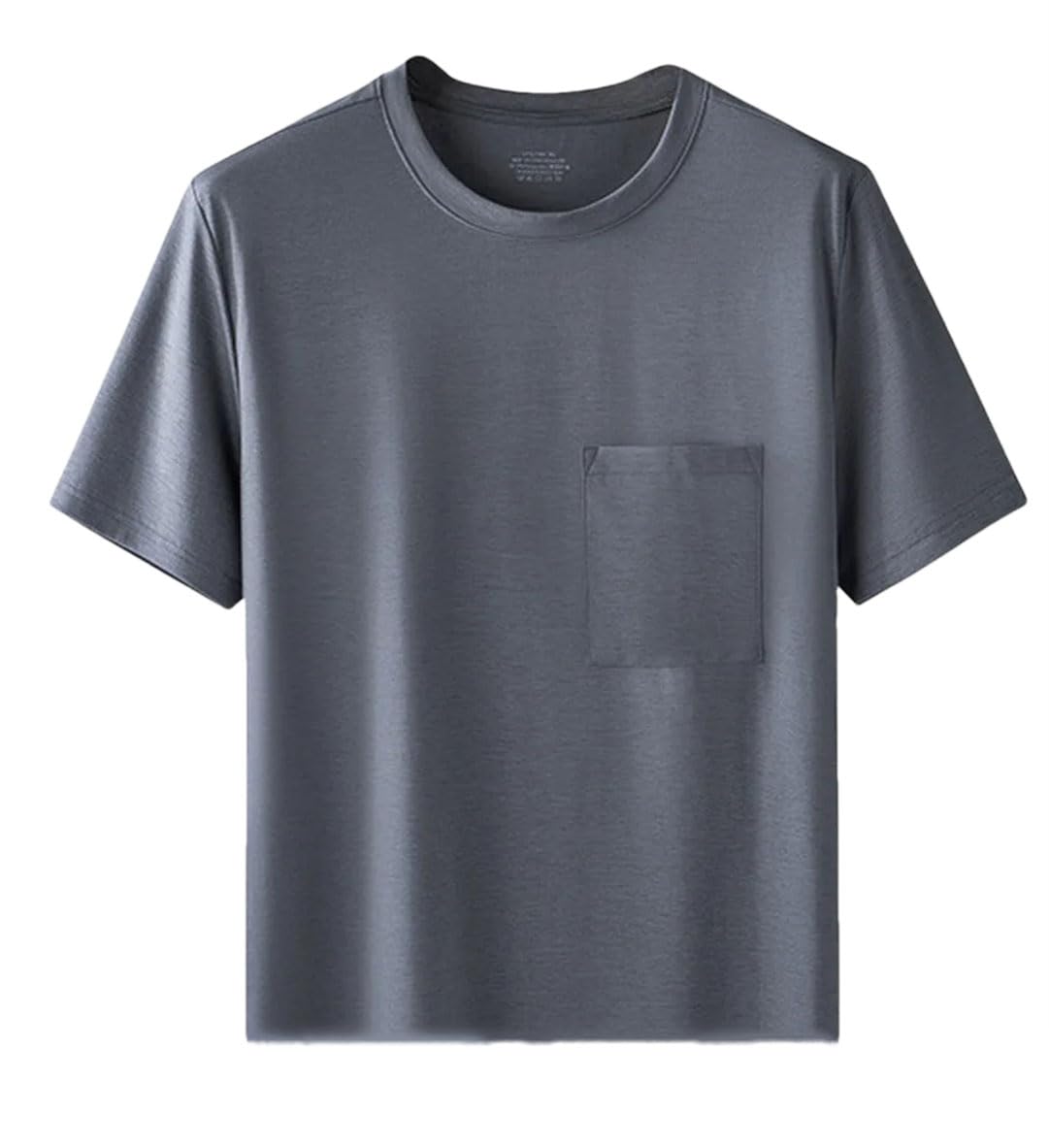 Męskie t-shirty bawełniana koszulka dla mężczyzn koszulki z krótkim rękawem męskie kieszonkowe jednokolorowe lekkie koszulki