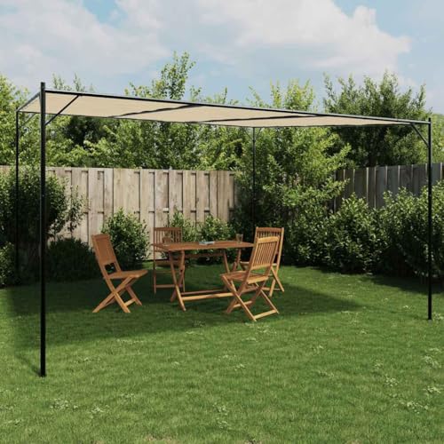 Runheo Pabellón beige 4 x 4 m, 180 g/m², poliéster con revestimiento de PA y marco de acero pulverizado, resistente a la intemperie, para camping, fiestas, exteriores, protección UV, plegable y