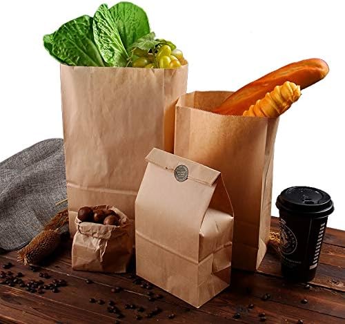 100 Pieces Multi-function Kraft Paper Storage Bag Gift Bag Candy Biscuit Bread Nut Bag Breakfast Baking Bag Party Wedding Paper - (Color: 30x20x12.5cm)