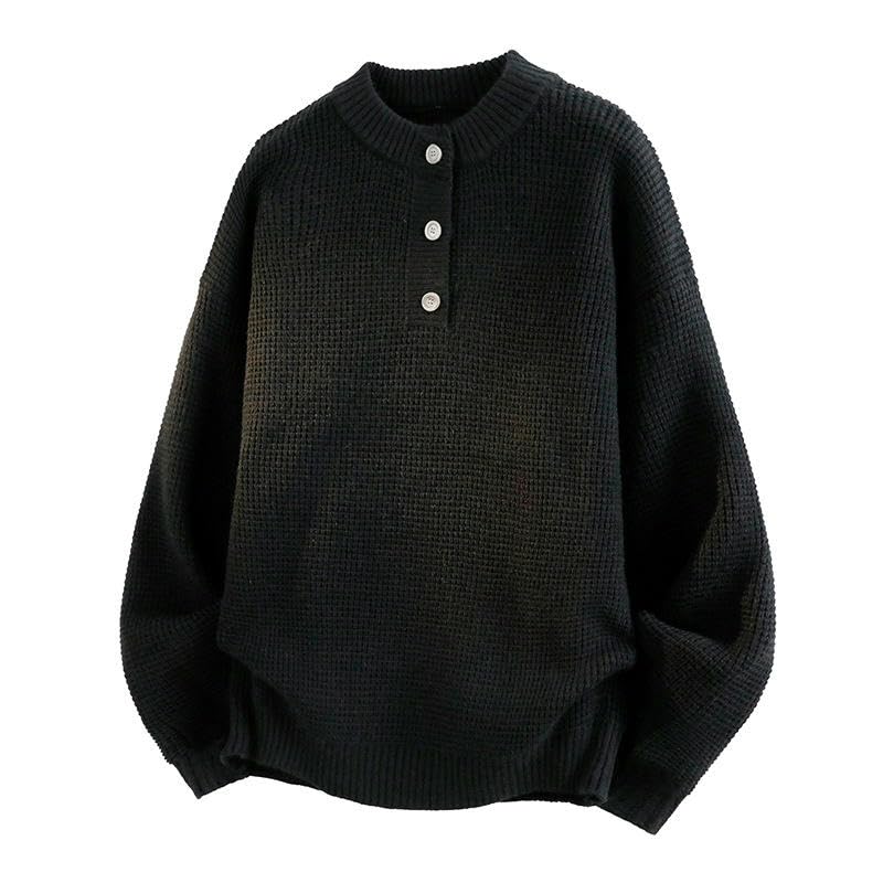 Pull en tricot pour homme à col rond et boutons pour l'automne
