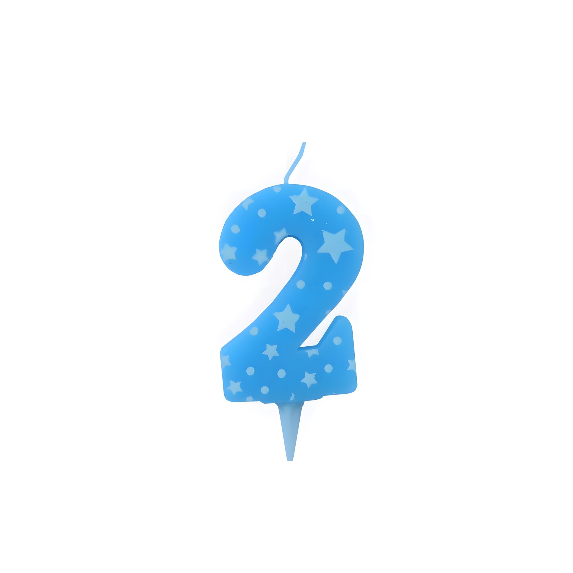 Juzfun Number Candle 2 for Birthday Cake Decoration Topper Second Anniversary Party Celebration Star Blue Colour Size : 4.3 x 6.3 CM