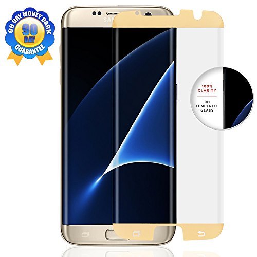 Galaxy S7 Edge Screen Protector, ModroidÂ S7 Edge 3D Curved Full Coverage Premium Tempered Glass [Ultra Thin 0.2mm Thickness] for Samsung Galaxy S7 Edge-Gold