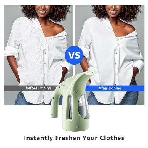 HiLIFE Steamer for Clothes, Portable Handheld Design, 240ml Big Capacity, 700W, Strong Penetrating Steam, Removes Wrinkle, for Home, Office and Travel(ONLY FOR 120V)(Green)