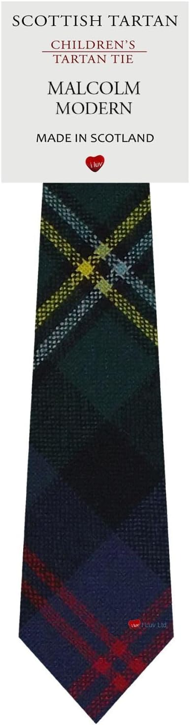 I LUV LTD Boys All Wool Tie Woven And Made in Scotland in Malcolm Modern Tartan