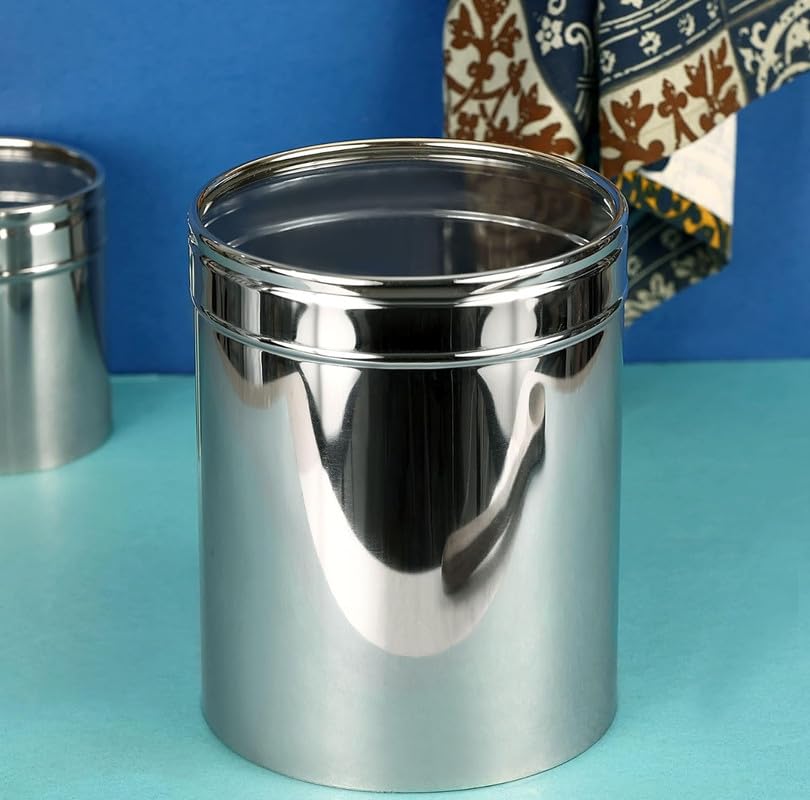 Image of Stainless Steel Multipurpose Kitchen Storage Container /Canister with See-Through Lid | Food-Grade Storage for Spices, Tea, Sugar, and Cooking Essentials