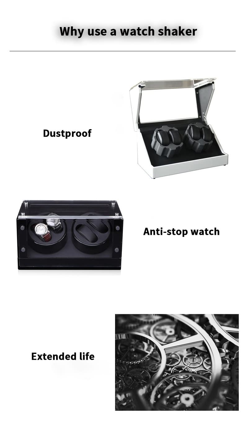 Caricatore Automatico per 4 Orologi con Motore Silenzioso Scatola espositiva per Carica Orologi da Polso in Acrilico Super Resistente Custodia Rotante per Orologi a caric，White