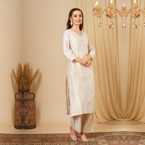 Image of Globus Women Kurta Set (GS568758 Taupe S)