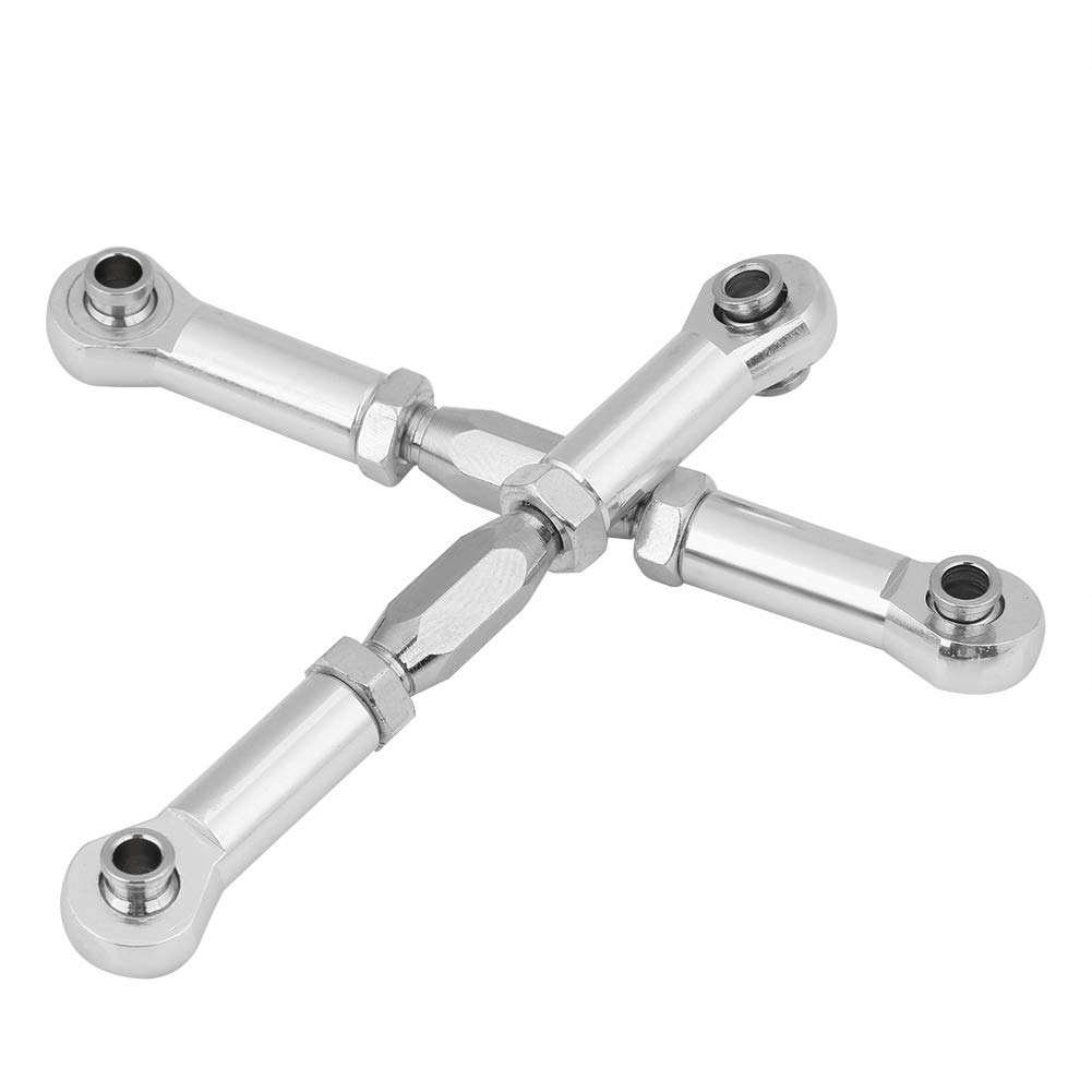 Precise CNC Machined Servo Rods Wear Steering Linkage Upgrade for RC Car, Convenient Remove, Silver, 2 Rods (#3)