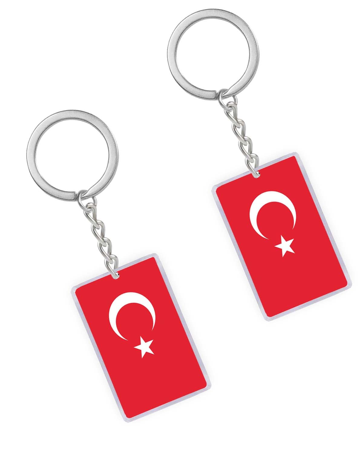 Petite Pine 2 Packs Turkey Flag Keyring, Acrylic Turks Keyring Keychain Turkey