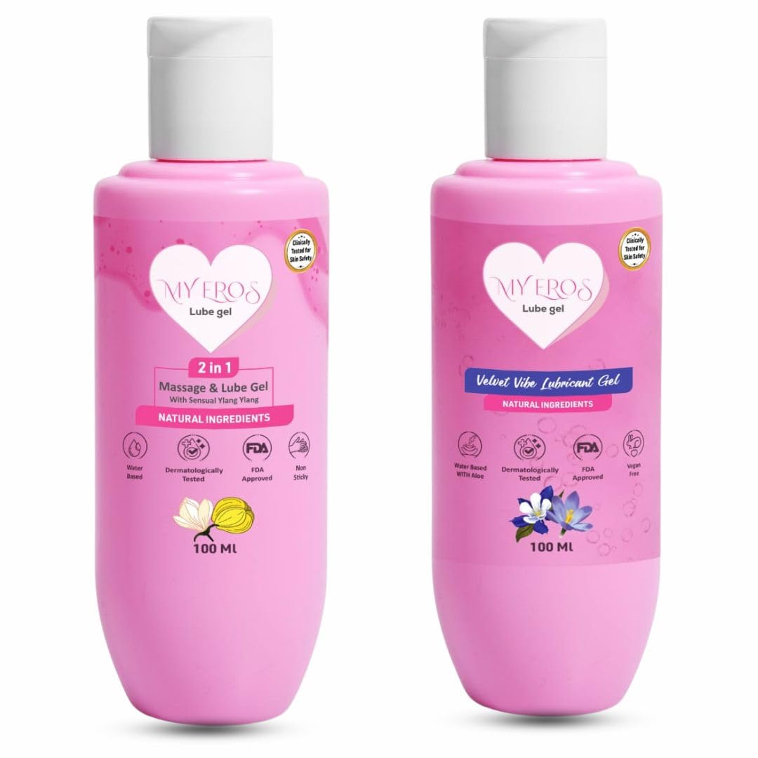 My Eros 2in1 Massage and Lube Gel 100ML & Velvet Vibe Lubricant Gel 100ML | Touch Water-Based Long Lasting Lubricant Gel & 2in1 Massage Lube Gel For Men & Women| Dermatologically Tested | Non-Sticky | No Nasties | Natural Ingredients Combo Pack-image-13