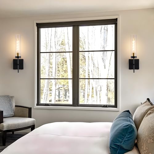 Image of Wall Sconces,Battery Operated Wall Sconce 8000mAh Black Fast Chargin Endurance 100 Hours Infinitely Dimmable 2 Color Bulbs 3000K /6000K with Remote Control Wireless Wall Lights for Bedroom Living