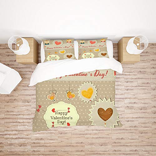 Parure de lit King couette double CHEHONG microfibre cœurs - 3