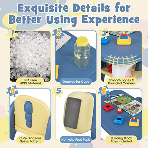 Costzon-Kids-Table-and-Chair-Set-wMontessori-Toys-Kids-Activity-Table-wStorage-Shelf-Building-Blocks-Cute-Dinosaur-Shape-Chair-Easy-to-Clean-Preschool-Kindergarten-Table-and-2-Chairs Costzon Kids Table and Chair Set wMontessori Toys Kids Activity Table wStorage Shelf Building Blocks Cute Dinosaur Shape Chair Easy to Clean Preschool Kindergarten Table and 2 Chairs