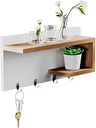 Porta Chaves Nero Organizador Decoração Casa Branco e Freijó