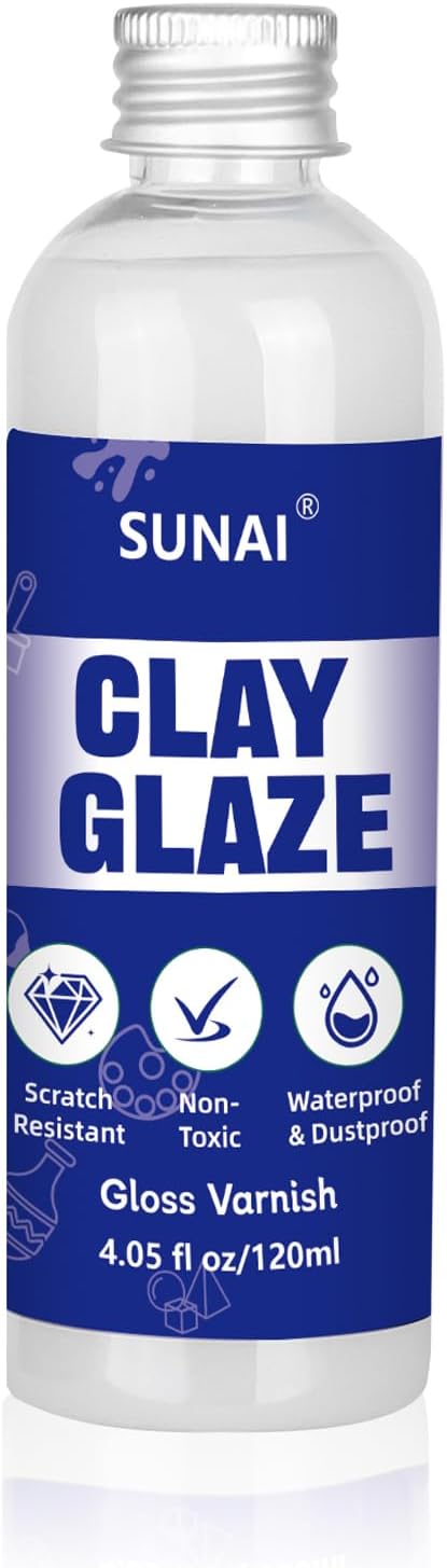 SUNAI 120ml Air Dry Clay Glaze - Ultra Smooth Finish, No Cracking, Perfect for Sculpting & DIY Projects(Gloss)