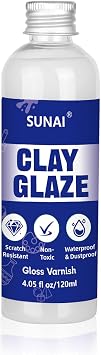 SUNAI 120ml High Gloss Air Dry Clay Glaze, Anti-Crack Scratch Resistant Air Dry Clay Varnish Sealant Protective Coating for DIY Projects, Wood Crafts & Handmade Art Paintings