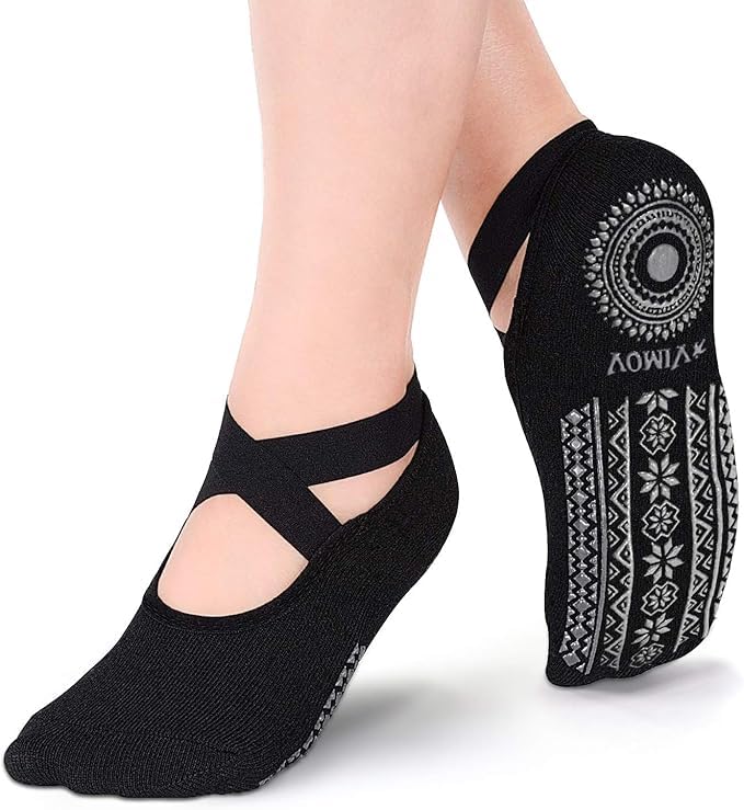 Image of 2 pair Non-Slip Football Socks for Men & Women | Grip Sports Socks with Cushioning | Anti-Skid, Breathable Cotton Crew Socks for Soccer, Rugby, Cricket, Gym, Yoga