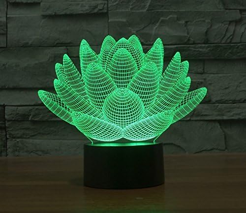 3D Glow LED Night Light Lotus Inspiration 7 Colors Optical Illusion Lamp Touch Sensor for Home Party Festival Decor Great Gift Idea (Lotus)