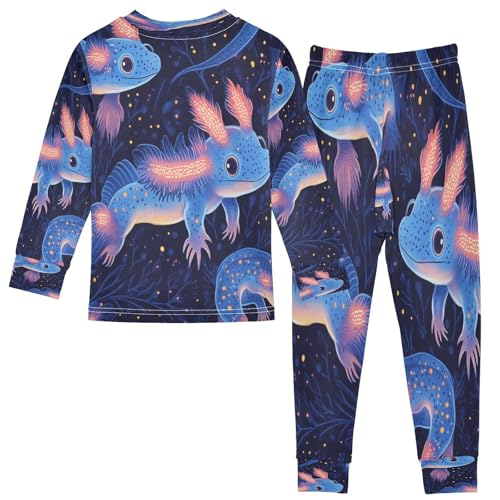 Pajama Sets Long Sleeve Glowing Axolotl Pattern Prints Soft Comfy Sleepwear 2 Piece PJS 3-8T3