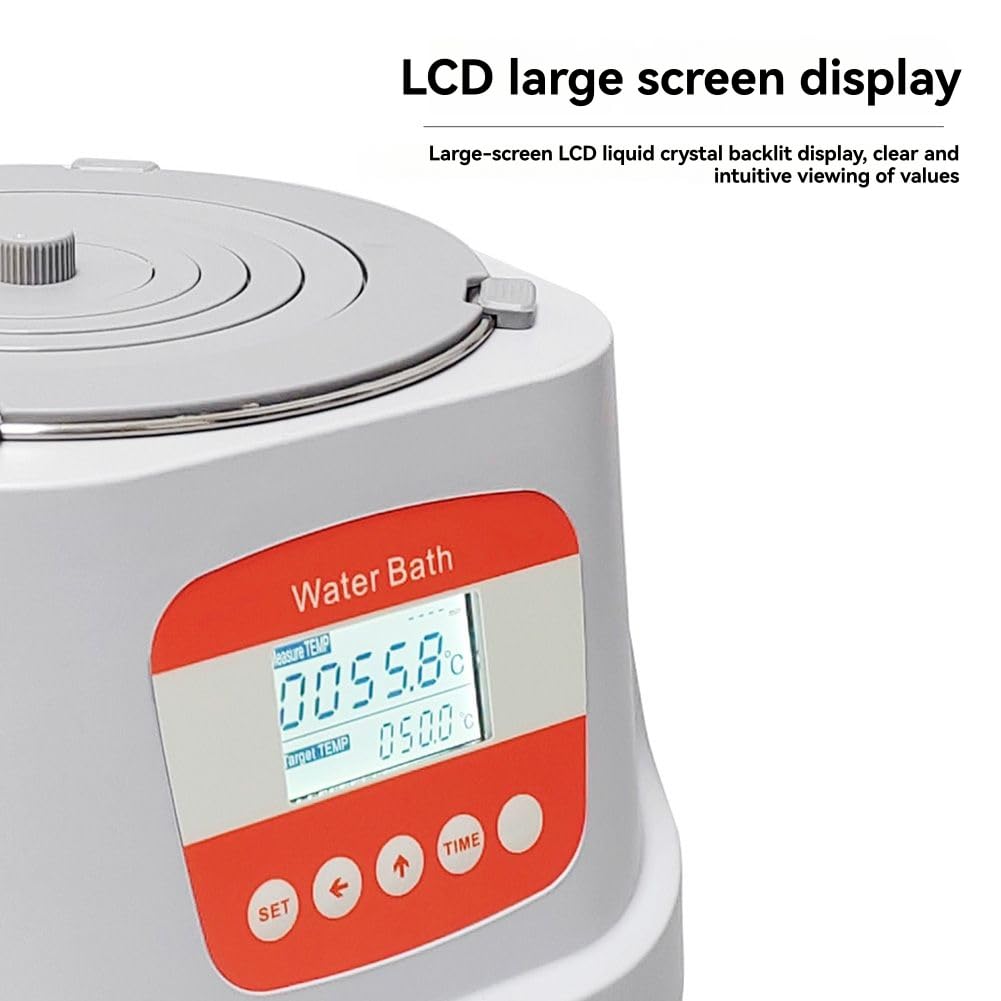 Baño María Digital de Temperatura Constante con Temporizador para Evitar Quemaduras y Función de Secado para Leche Caliente y Agua Destilada. Enchufe de la UE.