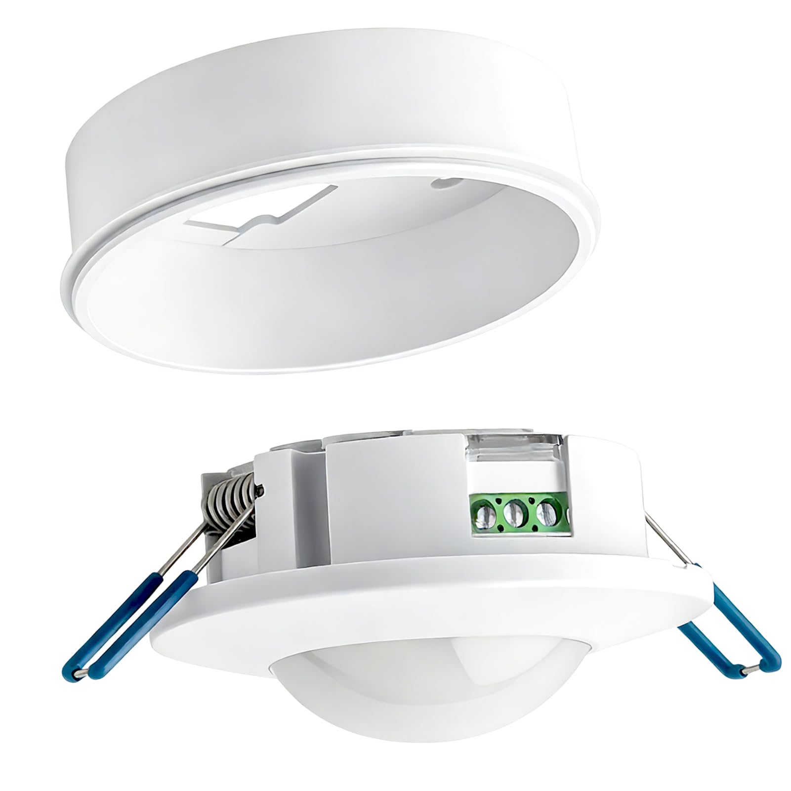 Detector de Movimiento Interior Empotrado Techo Sensor de Movimiento de Presencia Rango de Detección 360° 230V Interruptor Detector Luz Ajustable 10s–30min para Lámparas LED Adecuado