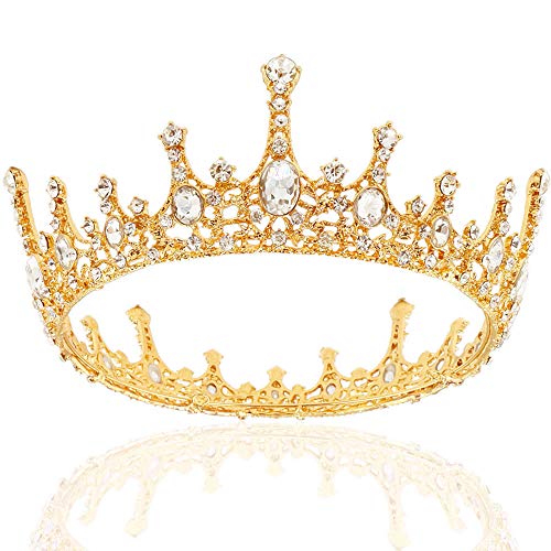 NODG Gold Crowns for Women Gold Queen Tiaras for Women Crystal Wedding Crown for Women Vintage Birthday Tiaras for Women Party Hair Accessories
