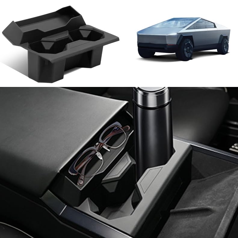 Inserto portavasos con soporte para lentes para Tesla Cybertruck miniatura 1