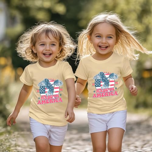 Image of Kids 4th of July Shirt USA Flag Clothes Toddler Boys Girls Children Patriotic Tee Tops 1-7 Years