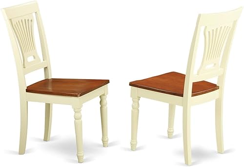 East West Furniture PVC-WHI-W Plainville - Juego de 2 sillas de cocina con asiento trasero de madera, diseño de suero de leche y cereza