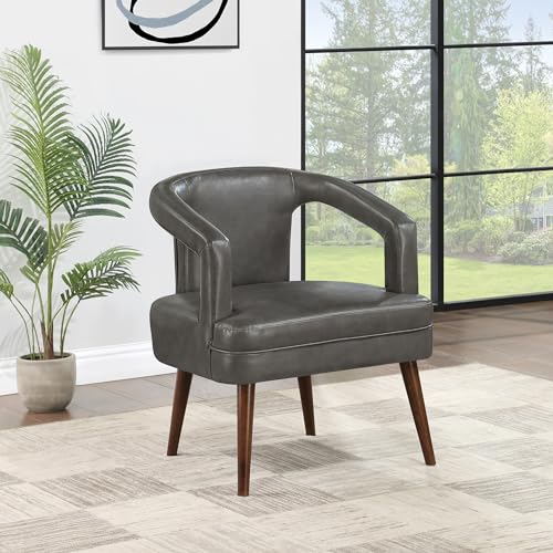 Osp Home Furnishings MSN-PD26 Mason Modern Accent Reception Chair, Pewter Faux Leather thumb #1