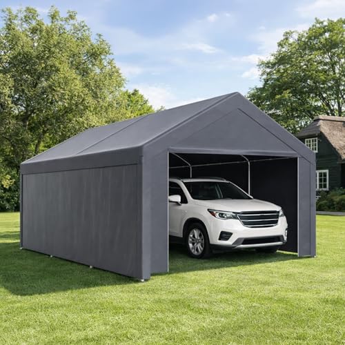 Monucep Zeltgarage Carport 3x6m Garagenzelt mit wetterfester PE Plane Winterfest UV-beständig Lagerzelt Unterstand Geräteschuppen für Auto SUV LKW