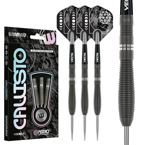 Winmau Darts Callisto 24g 90% Professional Tungsten Steel Tip Darts Set with Dart Flights and Dart Shafts (Stems)