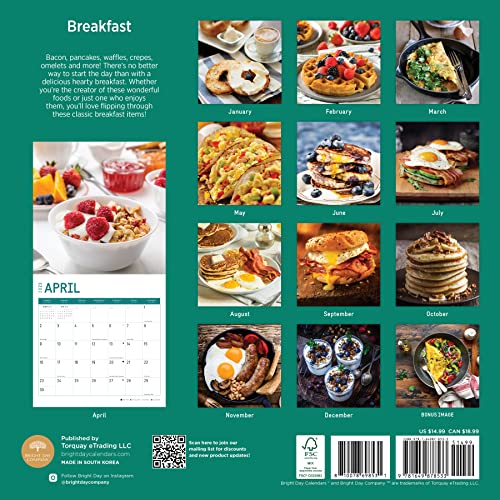 2023 Breakfast Monthly Wall Calendar By Bright Day, Calendars For A Cause, 12 X 12 Inch, Delicious Food Photography #TOP1