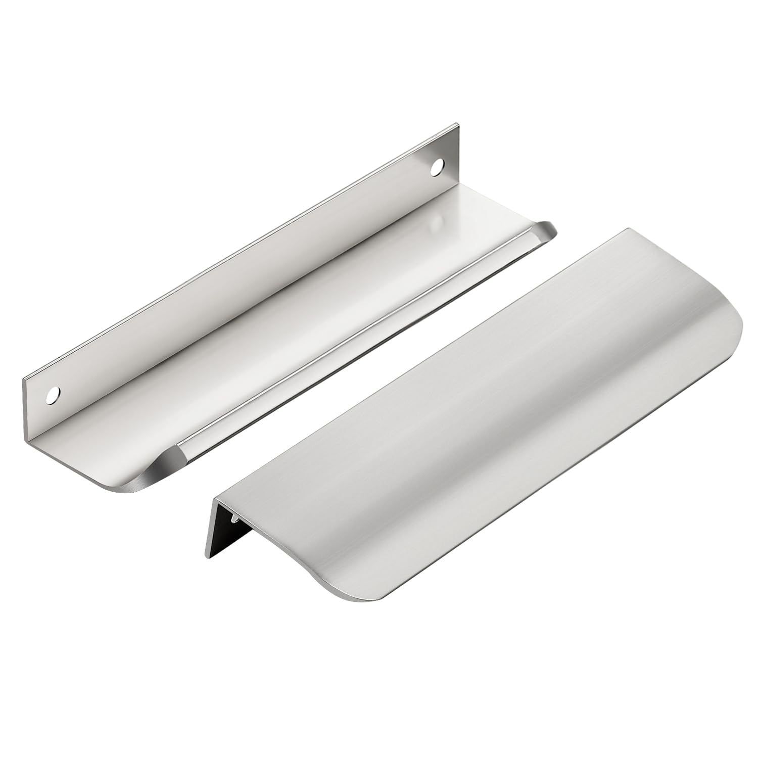 Brushed Nickel Cabinet Handles Finger Edge Pulls 5.9 Inch CC 6 Pack
