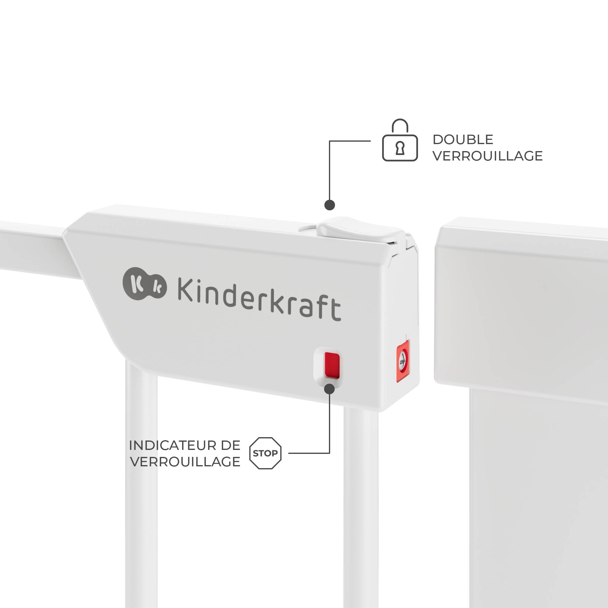 Kinderkraft Safe Snap Barrière de Protection d'escalier, sans perçage, pour Porte, Blanche