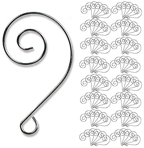 BANBERRY DESIGNS Christmas Ornament Hooks - Shiny Silver Chrome Ornament Hook Hangers - Decorative Swirl Scroll Design - Approx 2 Inches Long Comes in a Bulk Set of 100