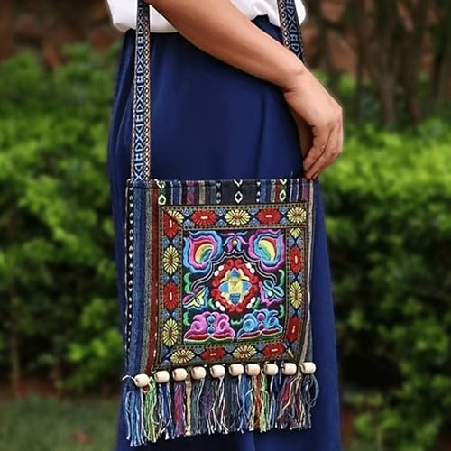 Boho Shoulder Bag, Ethnic Embroidered Shoulder Bag for Women with Tassel, 11x10 Inch Large Capacity Crossbody, Trendy Easy Matching Cute Carriers2